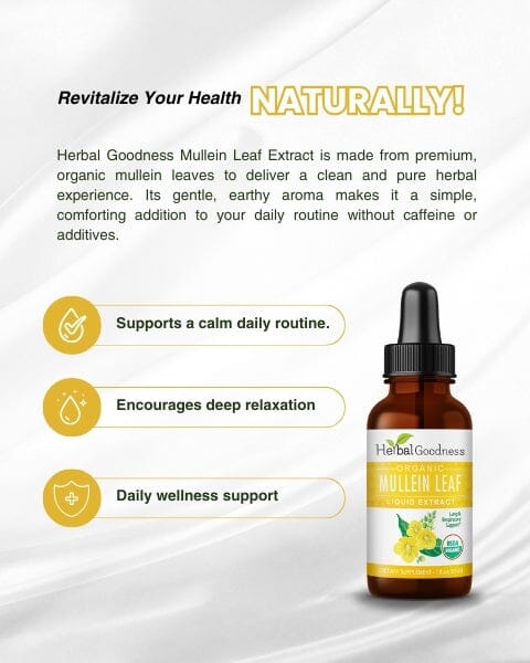 Mullein Leaf - Organic 15X Liquid Extract - Respiratory & Lung Health Liquid Extract Herbal Goodness 