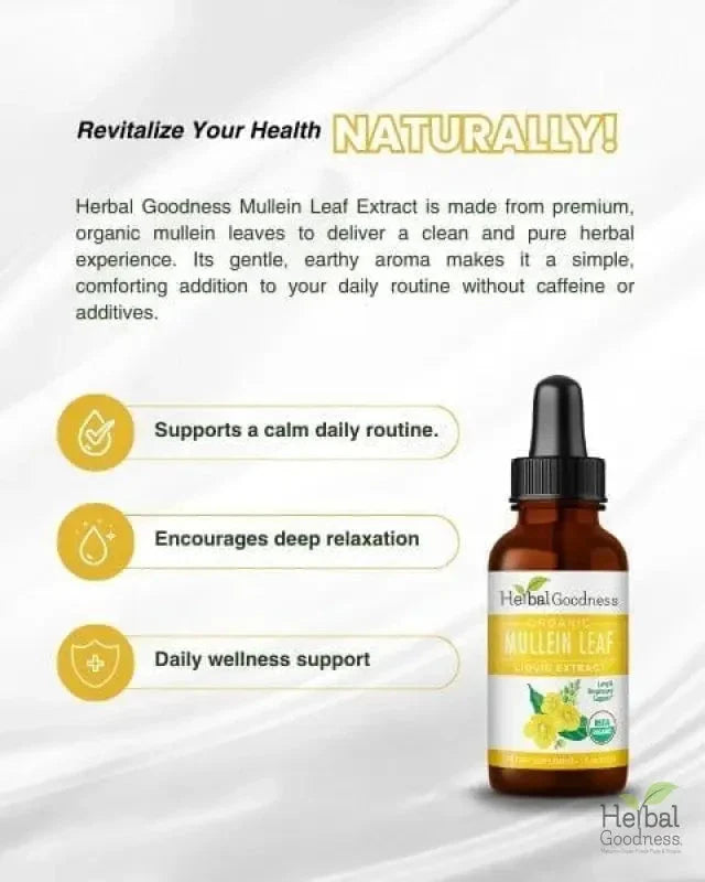 Mullein Leaf - Organic 15X Liquid Extract - Respiratory & Lung Health Liquid Extract Herbal Goodness 