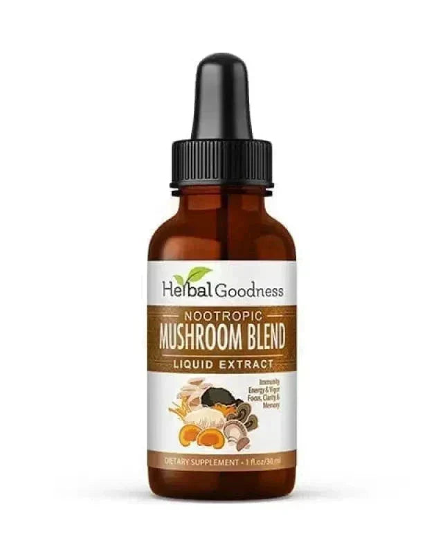 Mushroom Blend - Organic 15X Liquid Extract - Adaptogens Liquid Extract Herbal Goodness 1 oz 