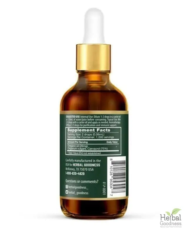 Oil of Oregano (75% Carvacrol) - 2oz Liquid - Immunity Liquid Extract Herbal Goodness 