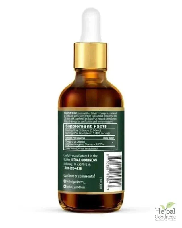 Oil of Oregano 75% Carvacrol – 2oz Liquid Extract | Buy Potent Oregano Oil for Immune Support Liquid Extract Herbal Goodness 