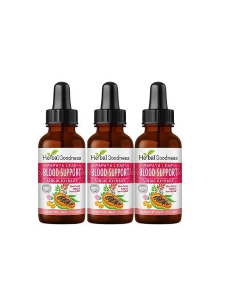 Papaya Leaf Extract Blood Support - Organic 15X Liquid Extract - Platelet Health Liquid Extract Herbal Goodness 1oz - 3 Units 