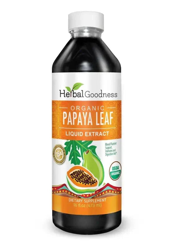 Papaya Leaf Extract 16oz – Organic 15X Liquid Papaya Leaf Herbal Supplement Liquid Extract Herbal Goodness 16oz 