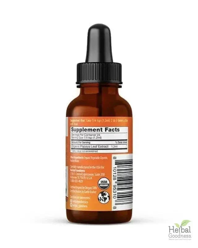 Papaya Leaf Extract - 1oz - Organic - 15X Liquid - Blood Platelet Liquid Extract Herbal Goodness 