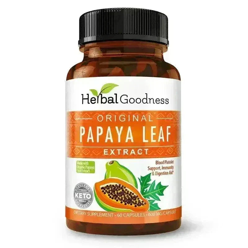 Papaya Leaf Extract - Capsules 600mg - 10X Strength Capsules Herbal Goodness Unit 