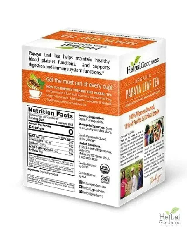 Papaya Leaf Tea - Organic 24/2g Tea Bags Tea &amp; Infusions Herbal Goodness 