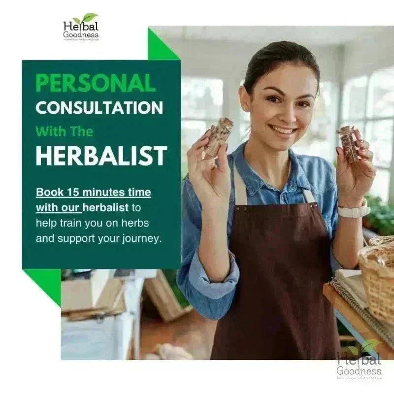Personal Consultation with Herbalist or Health Coach Education Herbal Goodness 30 minutes 