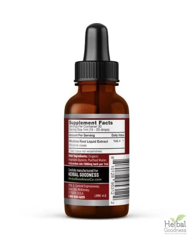 Rhodiola Root Liquid Extract - Organic 1oz - Energy Support Liquid Extract Herbal Goodness 