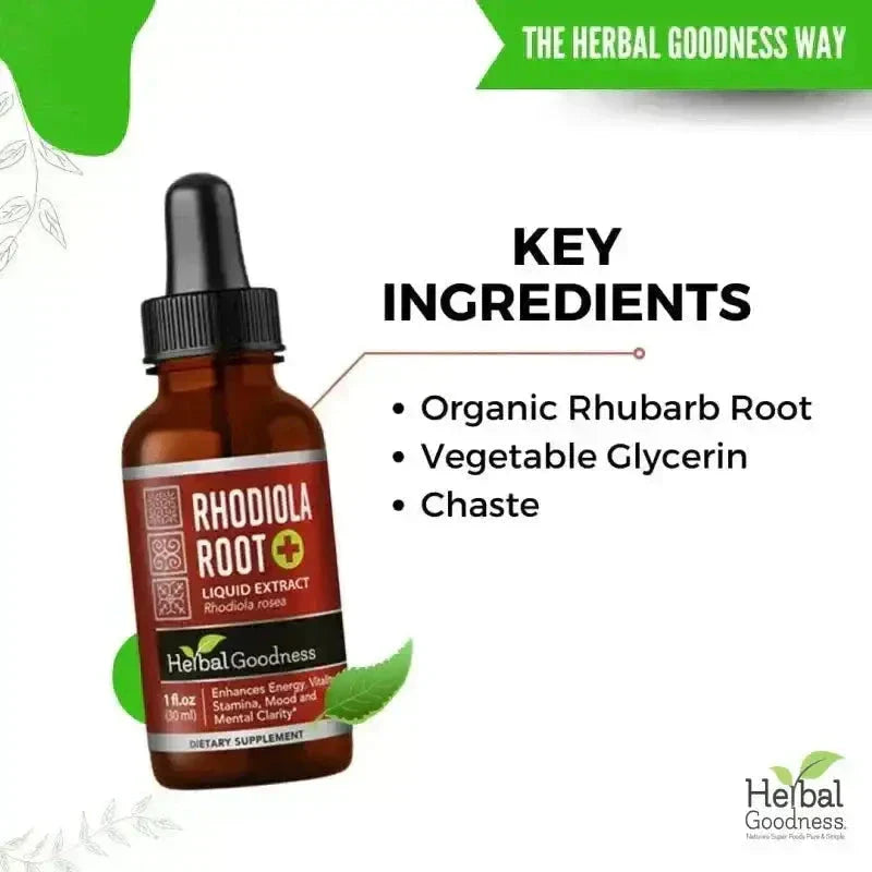 Rhodiola Root Liquid Extract - Organic 1oz - Energy Support Liquid Extract Herbal Goodness 