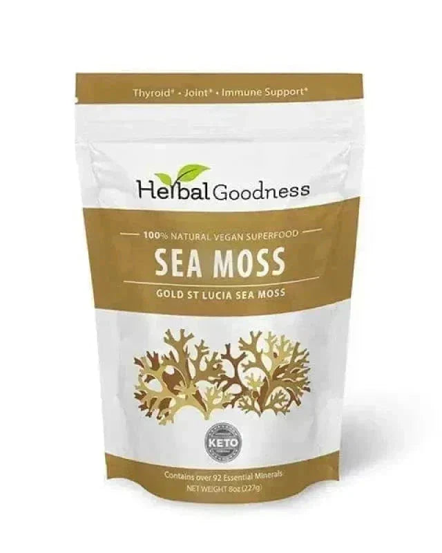 Sea Moss - Raw Dried Gold & Purple St Lucia - Herbal Goodness Bulk Herb Herbal Goodness 8 oz Gold 