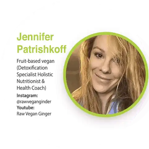 A social media profile card showing a holistic nutritionist and health coach with a circular profile photo in a lime green border.