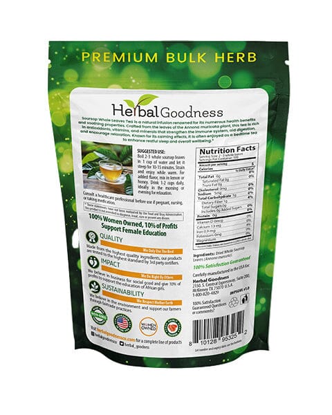 Soursop Graviola Leaf (Whole Leaves) - Organic - 300 + Leaves - Immune & Wellness Support Bulk Herb Herbal Goodness 